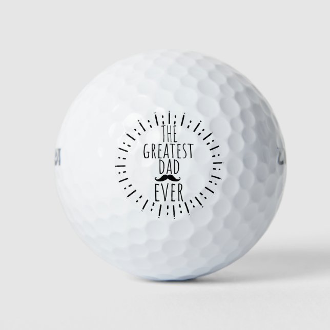 The Greatest Dad Ever Vintage Moustache Golf Balls (Front)