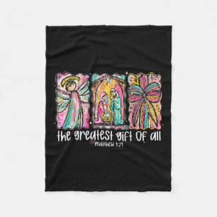 The Greatest Gift For All Christmas Nativity Jesus Fleece Blanket
