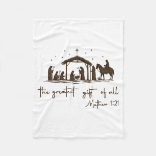 The Greatest Gift For All Christmas Nativity Jesus Fleece Blanket