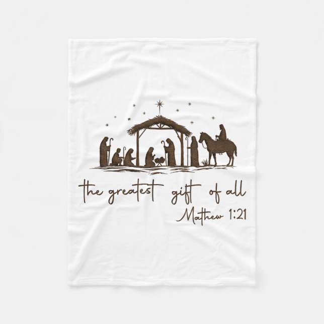 The Greatest Gift For All Christmas Nativity Jesus Fleece Blanket (Front)