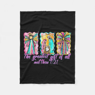 The Greatest Gift For All Christmas Nativity Jesus Fleece Blanket