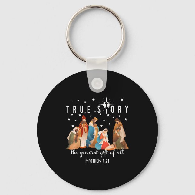The Greatest Gift For All Christmas Nativity Jesus Key Ring (Front)