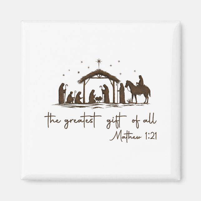 The Greatest Gift For All Christmas Nativity Jesus Magnet (Front)