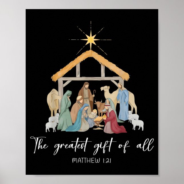 The Greatest Gift For All Christmas Nativity Jesus Poster (Front)