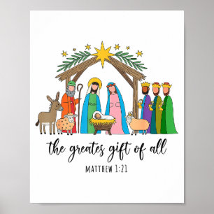 The Greatest Gift For All Christmas Nativity Jesus Poster