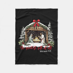 The Greatest Gift Of All Jesus Baby Christian Xmas Fleece Blanket