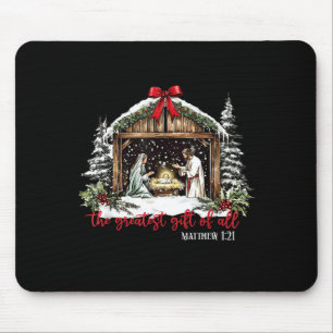 The Greatest Gift Of All Jesus Baby Christian Xmas Mouse Pad