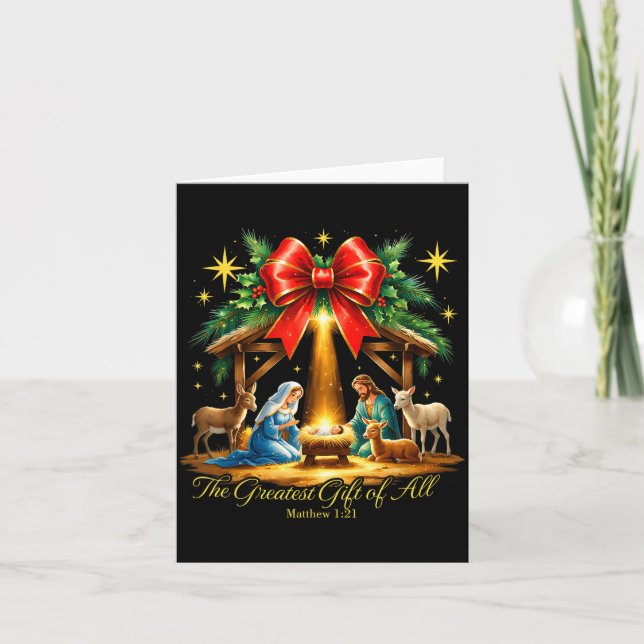 The Greatest Gift Of All Nativity Christian Christ Card (Front)