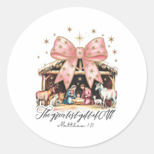 The Greatest Gift Of All Nativity Jesus Christian Classic Round Sticker