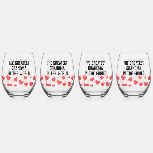 The Greatest Grandma In The World Custom Stemless Wine Glass (Front)