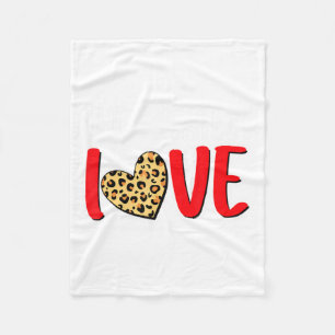 The Greatest Is Love Valentines Day Leopard Heart  Fleece Blanket