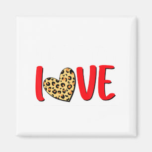 The Greatest Is Love Valentines Day Leopard Heart  Magnet