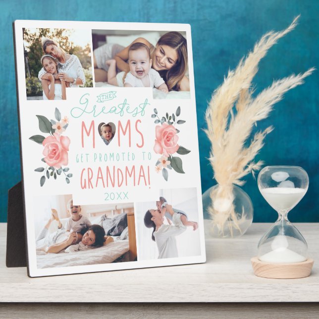 The Greatest Moms Get Promoted To Grandma Photo Plaque (Side)
