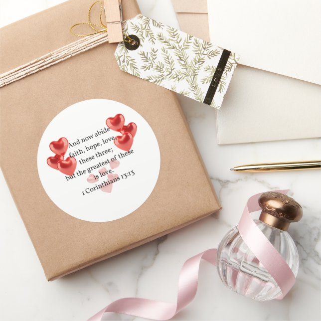 ".. the greatest of these in love."  Christian  Classic Round Sticker (Gifting)