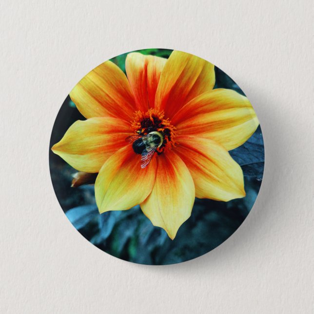 "The Greedy Bumblebee" 6 Cm Round Badge (Front)