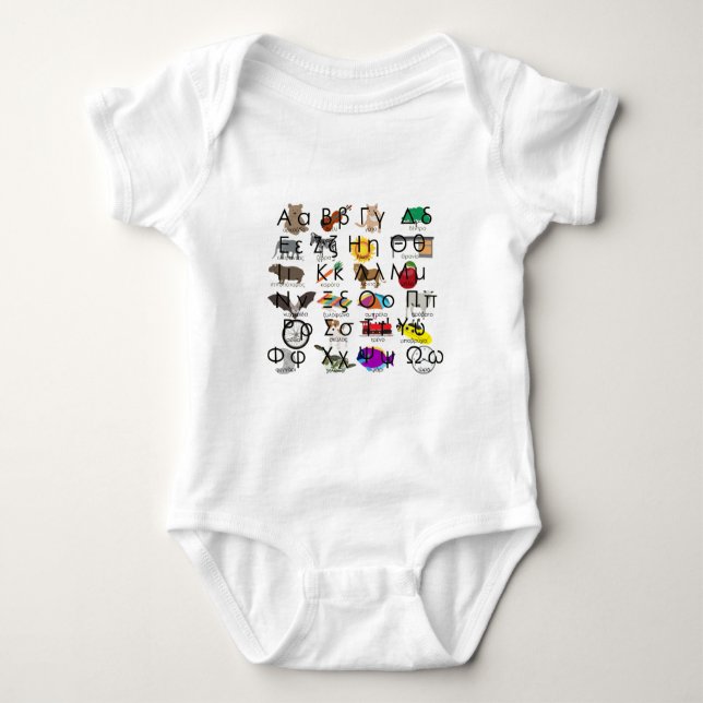 The Greek Alphabet Letters Words & Pictures Baby Bodysuit (Front)