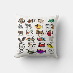 The Greek Alphabet Letters Words & Pictures Cushion