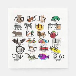 The Greek Alphabet Letters Words & Pictures Napkin