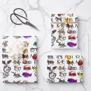 The Greek Alphabet Letters Words & Pictures Wrapping Paper Sheet