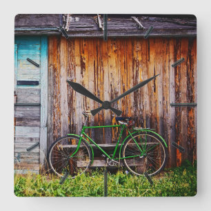 The Green Bicycle 1 Wall Clocks