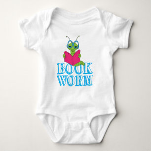 The Green Brilliant Cartoon Bookworm Book Worm Baby Bodysuit