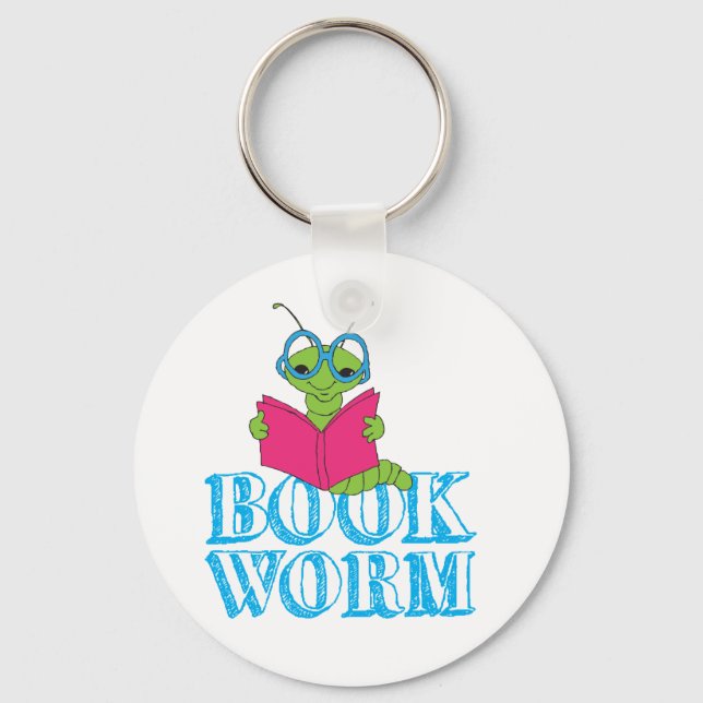 The Green Brilliant Cartoon Bookworm Book Worm Key Ring (Front)