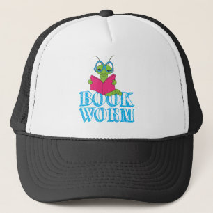 The Green Brilliant Cartoon Bookworm Book Worm Trucker Hat