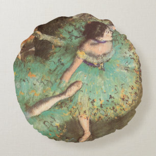 The Green Dancer by Edgar Degas, Vintage Ballet Round Cushion