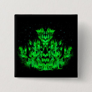 The green Flame Monster in The Starlight Sky 15 Cm Square Badge