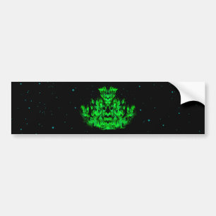 The green Flame Monster in The Starlight Sky Bumper Sticker