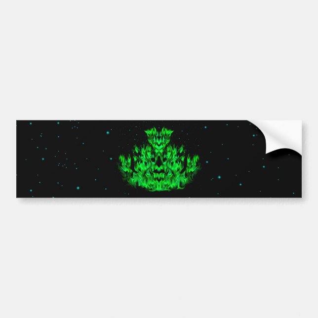 The green Flame Monster in The Starlight Sky Bumper Sticker (Front)