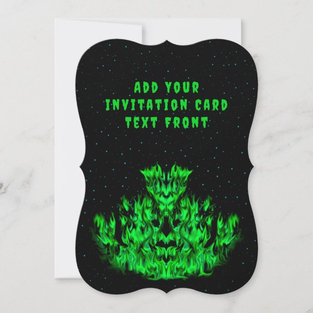 The green Flame Monster in The Starlight Sky Invitation (Front)