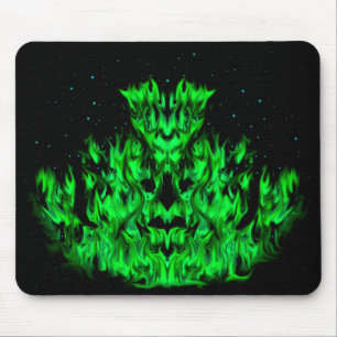 The green Flame Monster in The Starlight Sky Mouse Pad