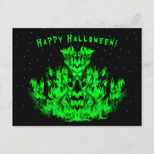 The green Flame Monster in the Starlight Sky Postcard
