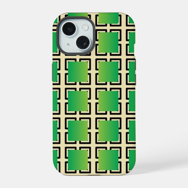 The Green Gradient Squares  iPhone 15 Case (Back)