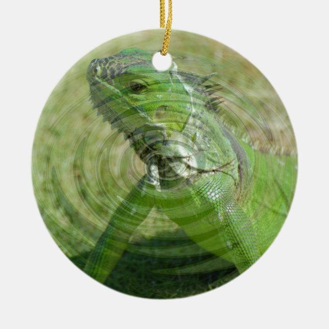 The Green Iguana Ceramic Tree Decoration (Front)