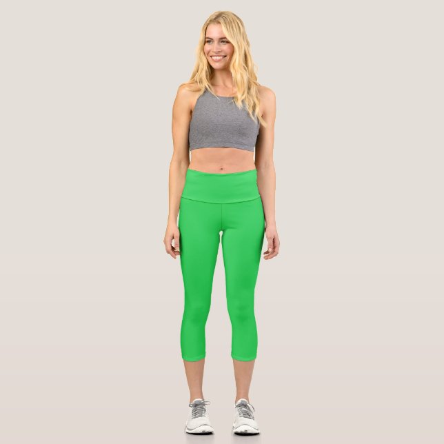 The Green Ireland Pattern, St Patrick's Day, Irish Capri Leggings (Front)