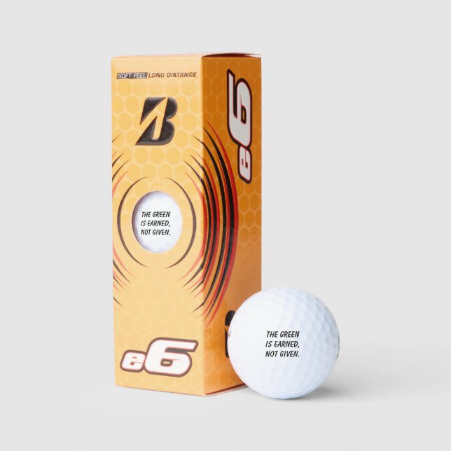 'The green is earned, not given' motivational Golf Balls (Packaging)