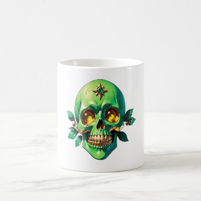 The Green King Skull with a Jewelled Crown Coffee Mug (Center)