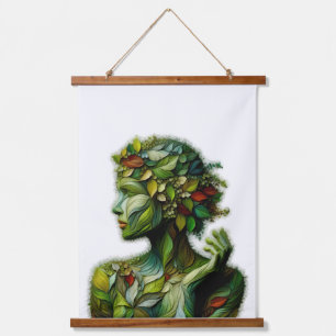 The Green Lady - White Background Hanging Tapestry