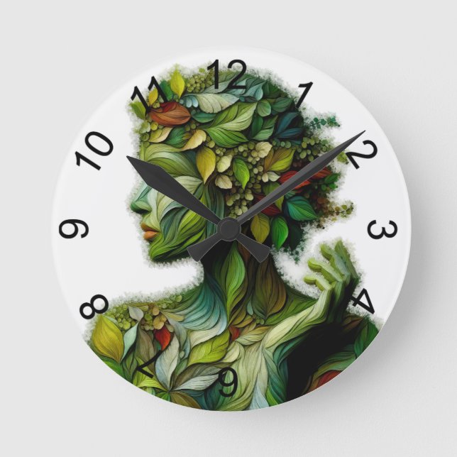 The Green Lady - White Background Round Clock (Front)