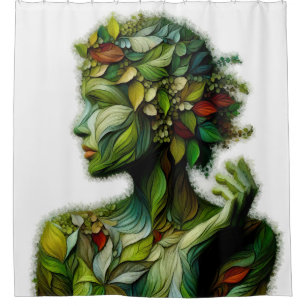 The Green Lady - White Background Shower Curtain