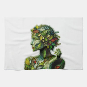 The Green Lady - White Background Tea Towel