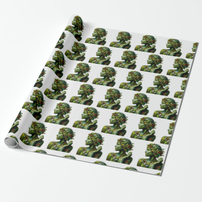The Green Lady Wrapping Paper (Unrolled)