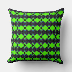The Green Lifeline over Black Tiled Background Cushion