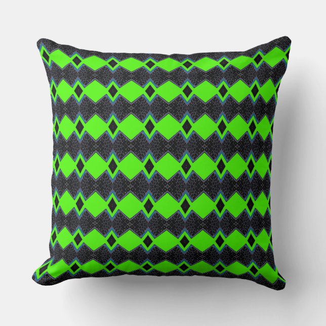 The Green Lifeline over Black Tiled Background Cushion (Front)