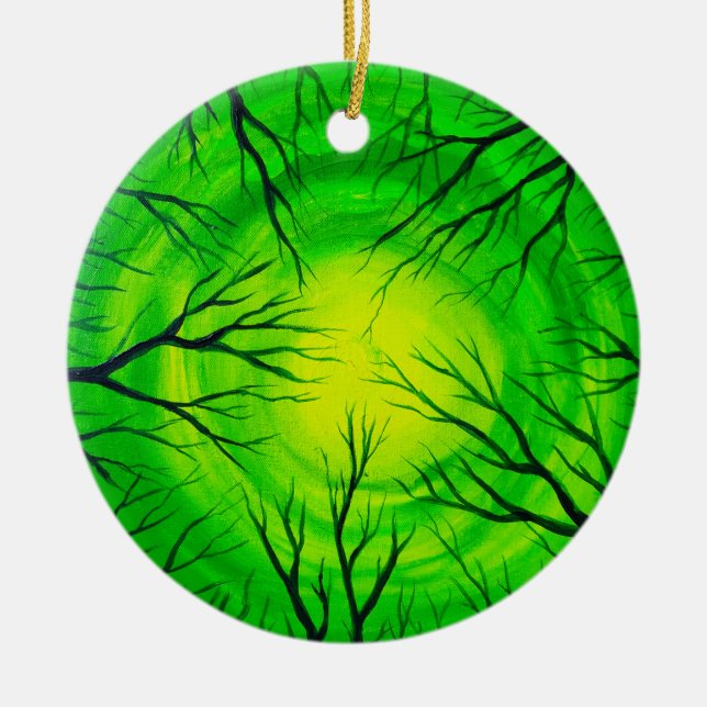 The green light of the forest ceramic ornament (Front)
