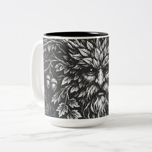 The Green Man by BurnsInHell Two-Tone Coffee Mug (Front Left)