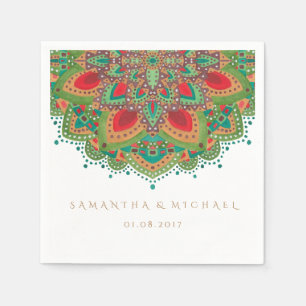 The Green Mandala Wedding Paper Napkin