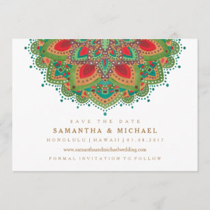 The Green Mandala Wedding Save the Date Card